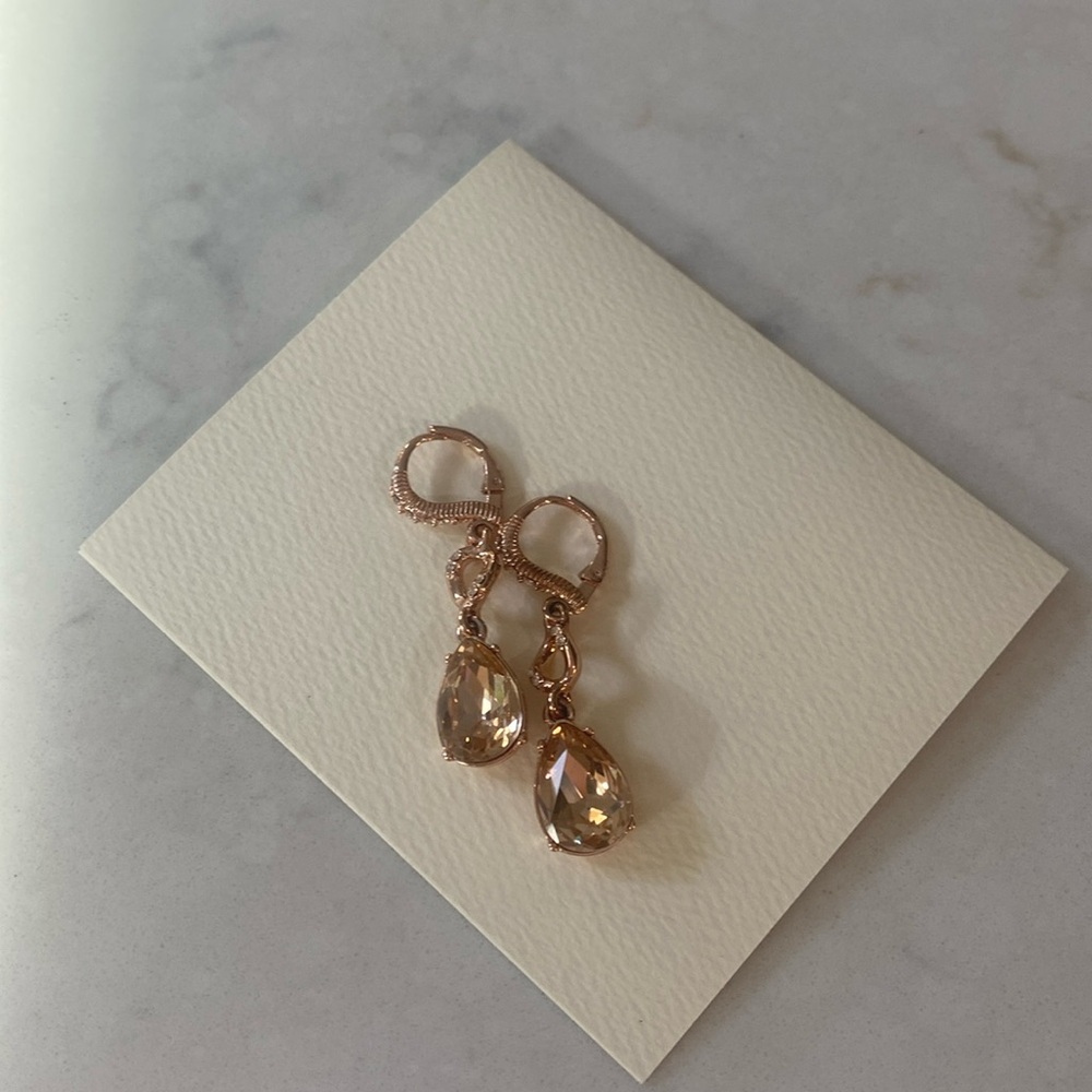 Givenchy Rose Gold Teardrop Crystal Drop Earrings - Picture 4 of 6